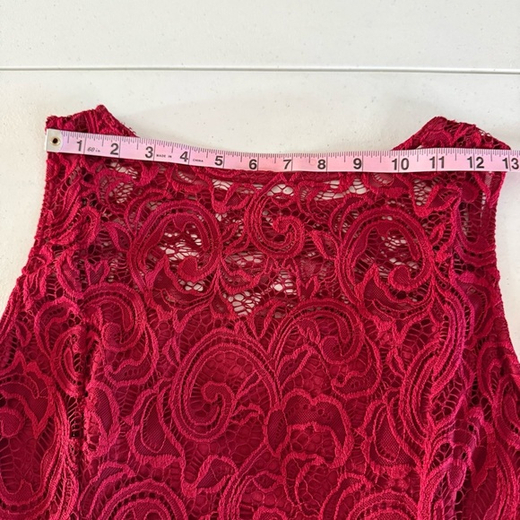 Liz Claiborne Lace Dress Deep Red Lined Sleeveless Fit & Flare Women’s Size 4 - Picture 6 of 10